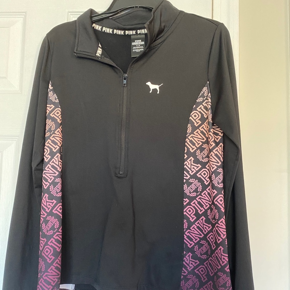 Pink quarter zip athletic jacket